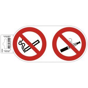 Adhesive sign-notice prohibiting smoking and vapour 10cm