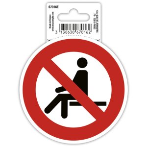 Adhesive sign Sitting prohibited 10 cm