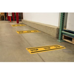 Adhesive sign Stop compulsory yellow 100 cm