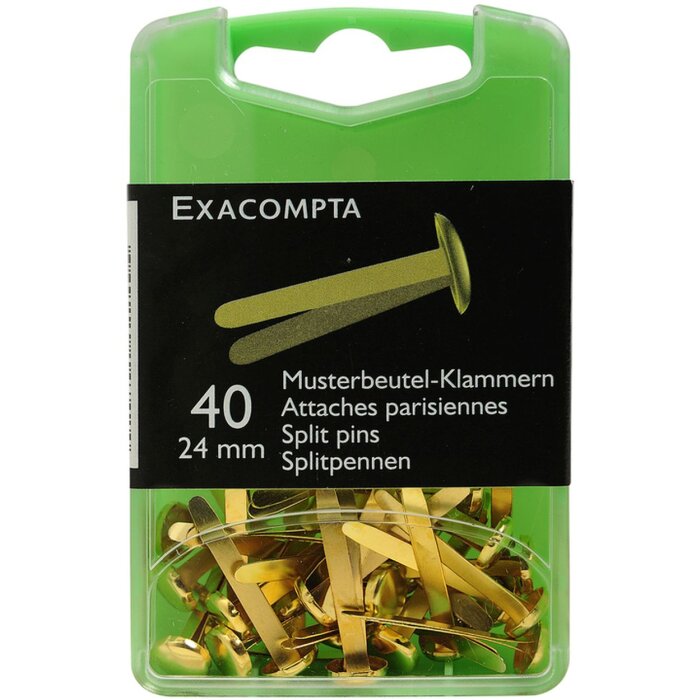 Exacompta Box of 40 Sample Bag Clips 24mm - Gold