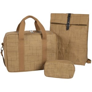 Exacompta bag 39x29x15cm paper leather look Eterneco brown geometric motifs