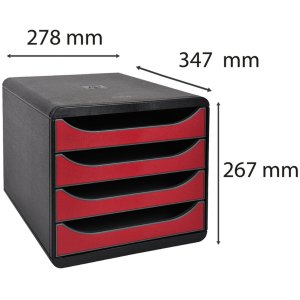 Exacompta Drawer Box Big Box 4 Open Drawers Iderama Carmine Red