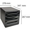 Exacompta 3104214D Drawer box Big Box Plus 4 open drawers Glossy Black