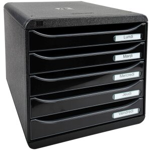 Exacompta Drawer Box Big Box Plus 5 Open Drawers Black...