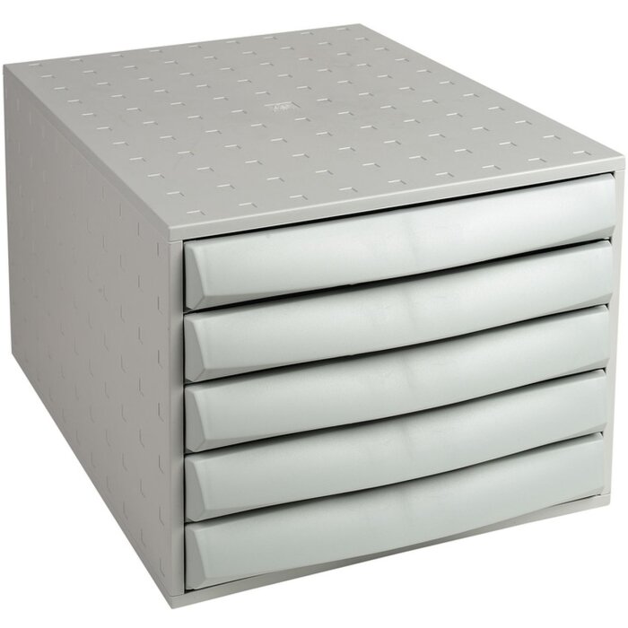 Exacompta Drawer Box THE BOX 5 closed drawers Office Light grey