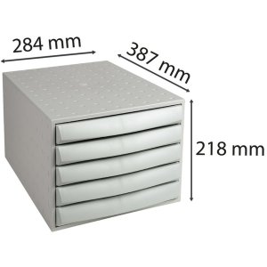 Exacompta Drawer Box THE BOX 5 closed drawers Office Light grey