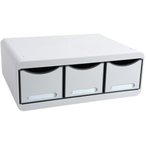 Exacompta TOOLBOX storage module with 3 drawers light grey