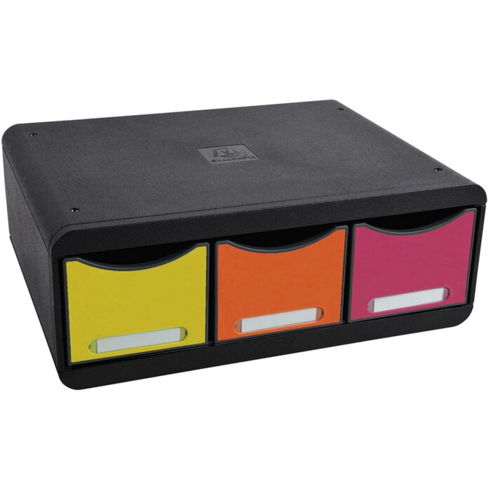 Exacompta TOOLBOX storage module 3 drawers rainbow 13.5 cm high