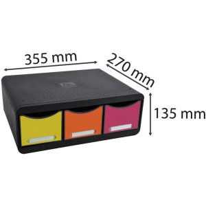 Exacompta TOOLBOX storage module 3 drawers rainbow 13.5 cm high