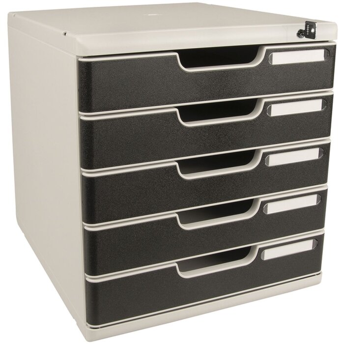 Exacompta drawer box MODULO A4 black 5 lockable drawers