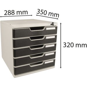 Exacompta drawer box MODULO A4 black 5 lockable drawers