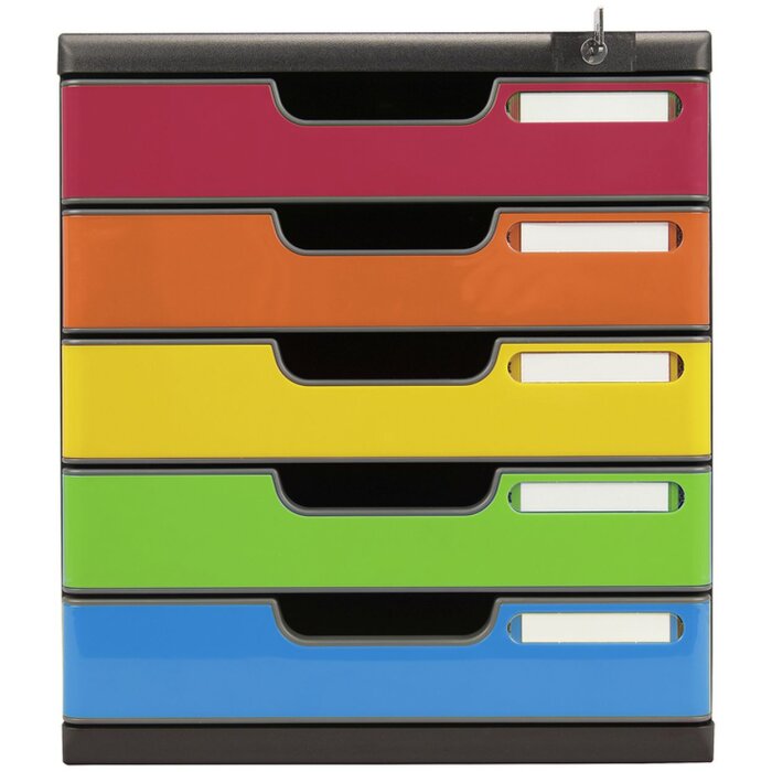 Exacompta drawer box MODULO A4 5 lockable drawers Harlekin glossy