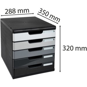 Exacompta drawer box MODULO DIN A4 grey 5 closed drawers