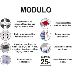 Exacompta 301798D Drawer box MODULO A4 5 closed drawers rainbow