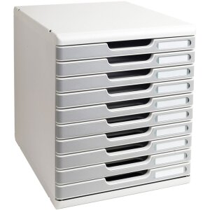 Exacompta Modulo A4 File 10 Closed Drawers Office Stone Grey