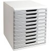 Exacompta Modulo A4 File 10 Closed Drawers Office Stone Grey