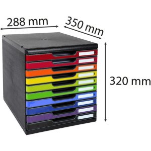 Exacompta drawer box MODULO A4 10 closed drawers rainbow