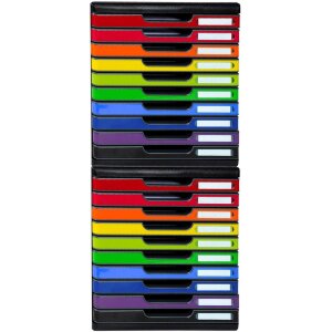 Exacompta drawer box MODULO A4 10 closed drawers rainbow