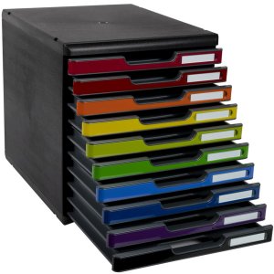 Exacompta drawer box MODULO A4 10 closed drawers rainbow