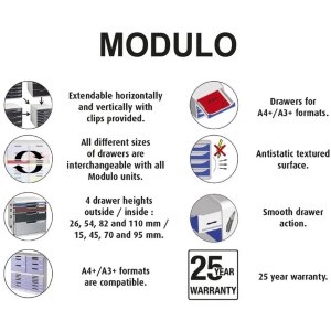 Exacompta 325003D Drawer box MODULO A4 3 closed drawers