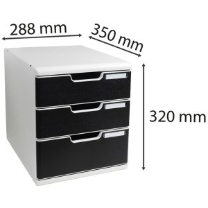 Exacompta drawer box MODULO A4 3 closed drawers black