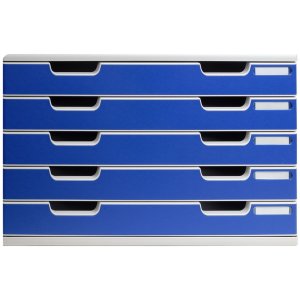 Exacompta drawer box MODULO A3 5 closed drawers Blue