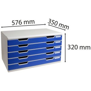 Exacompta drawer box MODULO A3 5 closed drawers Blue