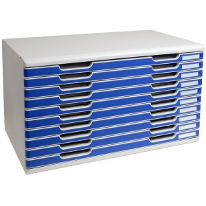 Exacompta MODULO A3 drawer box 10 drawers Blue Size DIN A3