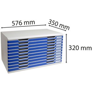 Exacompta MODULO A3 drawer box 10 drawers Blue Size DIN A3