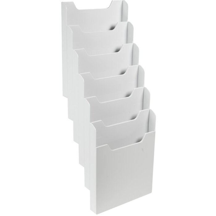 Exacompta 63740D Wall brochure rack 6 compartments A4 vertical light grey