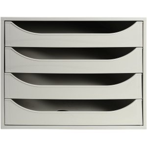 Exacompta ECOBOX Drawer Box 4 Drawers Grey 348x284x234 mm