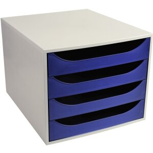 Exacompta ECOBOX drawer box with 4 drawers midnight blue...