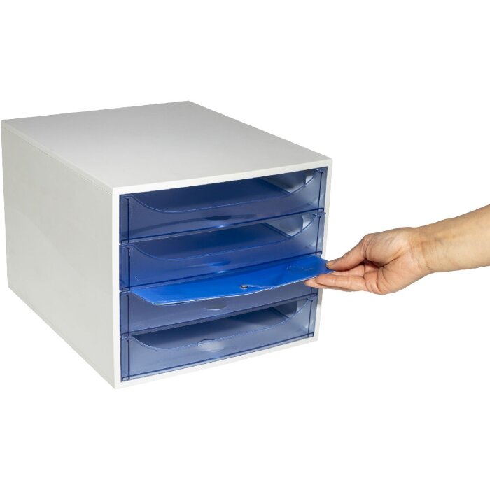 Exacompta 228610D ECOBOX drawer box 4 drawers ice blue A4