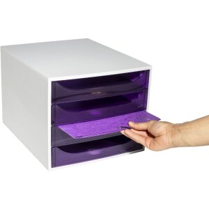 Exacompta 228619D ECOBOX drawer box 4 drawers purple