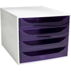 Exacompta 228619D ECOBOX drawer box 4 drawers purple