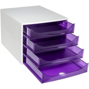 Exacompta 228619D ECOBOX drawer box 4 drawers purple