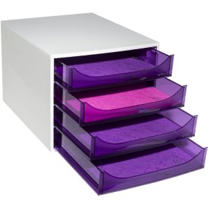 Exacompta 228619D ECOBOX drawer box 4 drawers purple