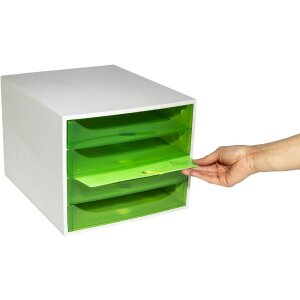 Exacompta OBOX drawer box 4 drawers apple green...