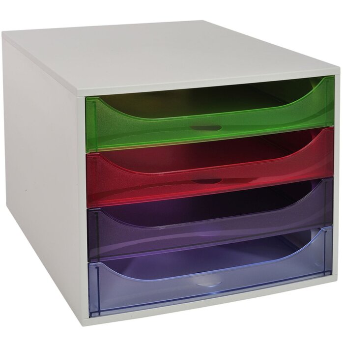 Exacompta ECOBOX drawer box 4 drawers rainbow