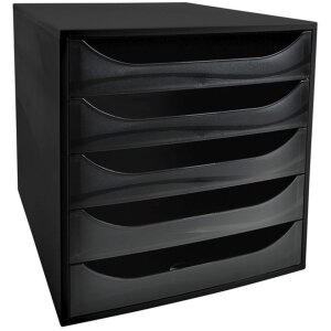 Exacompta ECOBOX drawer box with 5 drawers black...