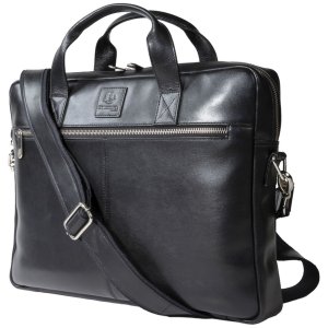 Exacompta 17437E Laptop shoulder bag in black leather 14...