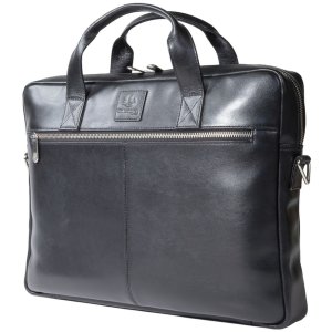 Exacompta 17437E Laptop shoulder bag in black leather 14 inch water-repellent