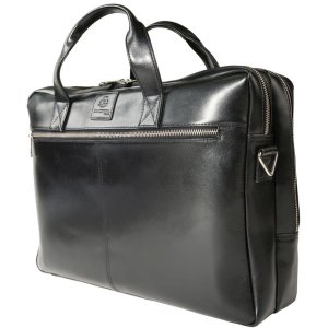 Exacompta Laptop Shoulder Bag 2 Compartments Black Leather Exactive Black