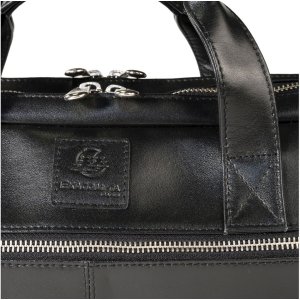 Exacompta Laptop Shoulder Bag 2 Compartments Black Leather Exactive Black