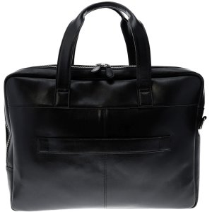 Exacompta Laptop Shoulder Bag 2 Compartments Black Leather Exactive Black