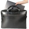 Exacompta Laptop Shoulder Bag 2 Compartments Black Leather Exactive Black