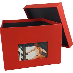 HNFD XL Photo Box Kandra 700 photos 15x20 cm tomato ribbed