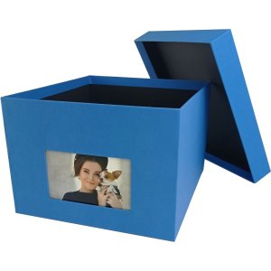 HNFD XL Photo Box Kandra 700 photos 15x20 cm steel blue ribbed