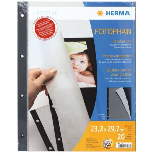 HERMA photo cardboard, 232x297 mm, black, 20 sheets