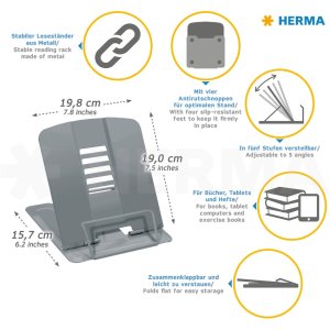 HERMA Reading Stand blue 198x190x157 mm